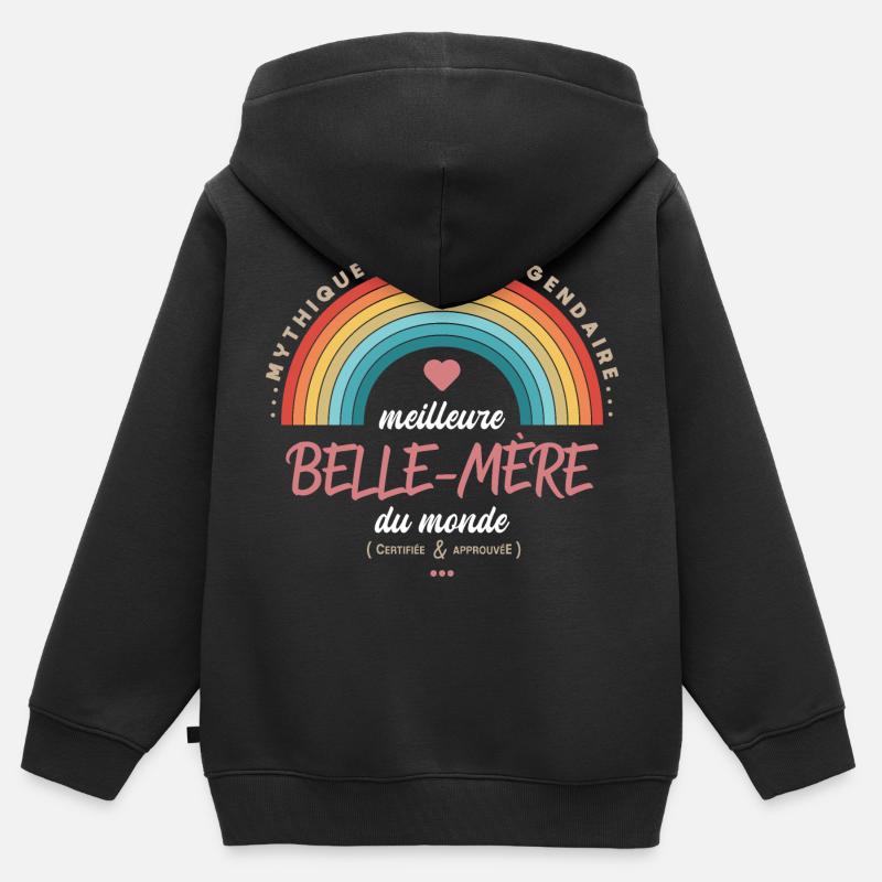 Meilleure belle mère du monde - Sweat Premium à capuche zippé enfant bio - noir