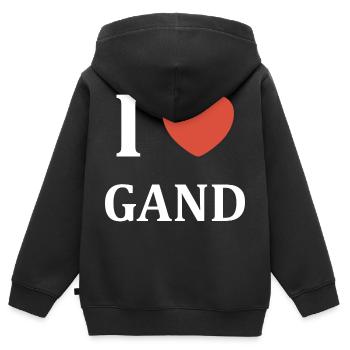 i love Gand - Sweat Premium à capuche zippé enfant bio - noir - Dos - AI Model Kid Male (0cm)