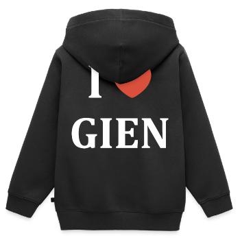 i love gien - Sweat Premium à capuche zippé enfant bio - noir - Dos - AI Model Kid Male (0cm)