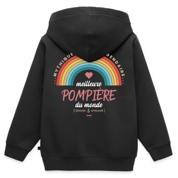 Meilleure pompière du monde - Sweat Premium à capuche zippé enfant bio - noir - Dos - AI Model Kid Male (0cm)