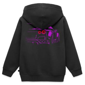voiture de course fille - Sweat Premium à capuche zippé enfant bio - noir - Dos - AI Model Kid Male (0cm)