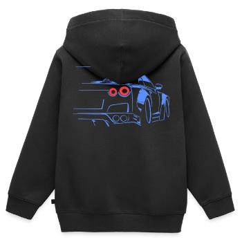 course de voiture tuning - Sweat Premium à capuche zippé enfant bio - noir - Dos - AI Model Kid Male (0cm)