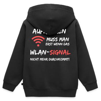 Aufräumen Wlan Signal Lustiger Spruch - Kinder Premium Organic Zip Hoodie - Schwarz - Hinten - AI Model Kid Male (0cm)