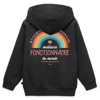 Meilleure fonctionnaire du monde - Sweat Premium à capuche zippé enfant bio - noir - Dos - AI Model Kid Male (0cm)