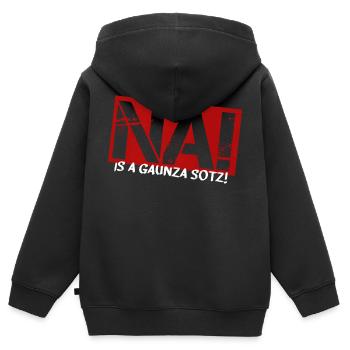 NA! Des is a gaunza Sotz! - Kinder Premium Organic Zip Hoodie - Schwarz - Hinten - AI Model Kid Male (0cm)