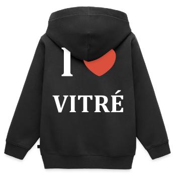i love Vitré - Sweat Premium à capuche zippé enfant bio - noir - Dos - AI Model Kid Male (0cm)