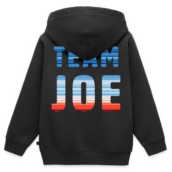 Team Joe | Warming Stripes - Kinder Premium Organic Zip Hoodie - Schwarz - Hinten - AI Model Kid Male (0cm)