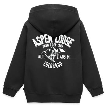 Aspen Lodge snow rider club - Sweat Premium à capuche zippé enfant bio - noir - Dos - AI Model Kid Male (0cm)