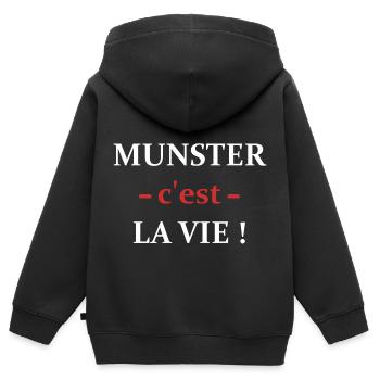 Le MUNSTER c'est la vie - Sweat Premium à capuche zippé enfant bio - noir - Dos - AI Model Kid Male (0cm)