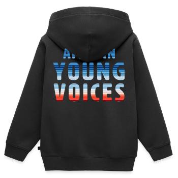 African Young Voices | Warming Stripes - Kinder Premium Organic Zip Hoodie - Schwarz - Hinten - AI Model Kid Male (0cm)