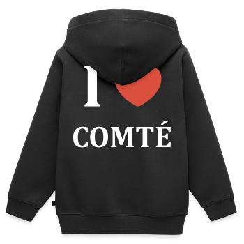 i love comté - Sweat Premium à capuche zippé enfant bio - noir - Dos - AI Model Kid Male (0cm)