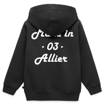 Made in Allier - Sweat Premium à capuche zippé enfant bio - noir - Dos - AI Model Kid Male (0cm)
