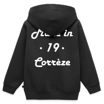 Made in Corrèze - Sweat Premium à capuche zippé enfant bio - noir - Dos - AI Model Kid Male (0cm)
