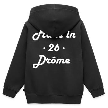 Made in Drôme - Sweat Premium à capuche zippé enfant bio - noir - Dos - AI Model Kid Male (0cm)
