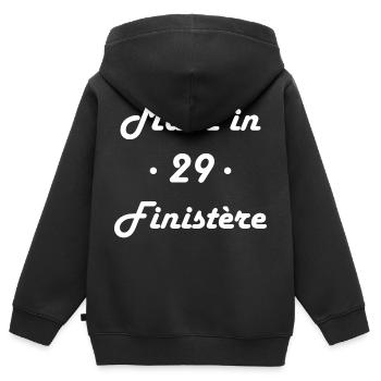 Made in Finistère - Sweat Premium à capuche zippé enfant bio - noir - Dos - AI Model Kid Male (0cm)