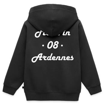 Made in Ardennes - Sweat Premium à capuche zippé enfant bio - noir - Dos - AI Model Kid Male (0cm)