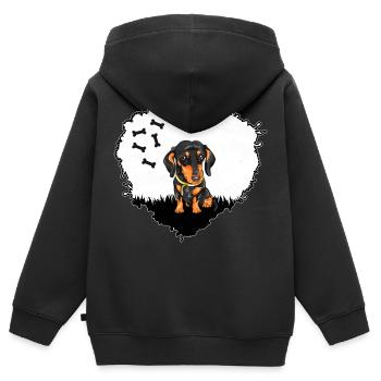 Dachshund Dackel Jagdhund Teckel Dackelfreund - Kinder Premium Organic Zip Hoodie - Schwarz - Hinten - AI Model Kid Male (0cm)