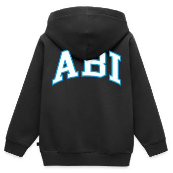 ABI - Kinder Premium Organic Zip Hoodie - Schwarz - Hinten - AI Model Kid Male (0cm)