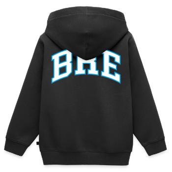 Anglais Britannique - Sweat Premium à capuche zippé enfant bio - noir - Dos - AI Model Kid Male (0cm)
