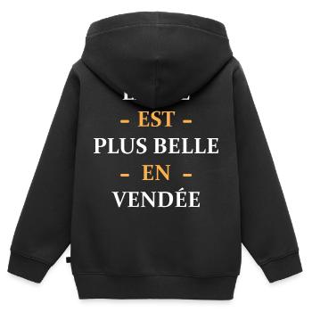 La vie est plus belle en Vendée - Sweat Premium à capuche zippé enfant bio - noir - Dos - AI Model Kid Male (0cm)