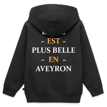 La vie est plus belle en Aveyron - Sweat Premium à capuche zippé enfant bio - noir - Dos - AI Model Kid Male (0cm)