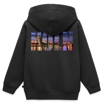 HORIZON DE COLOGNE. - Sweat Premium à capuche zippé enfant bio - noir - Dos - AI Model Kid Male (0cm)