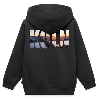 HORIZON DE COLOGNE. - Sweat Premium à capuche zippé enfant bio - noir - Dos - AI Model Kid Male (0cm)