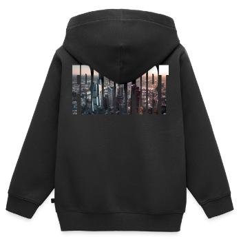 SKYLINE DE FRANCFORT - Sweat Premium à capuche zippé enfant bio - noir - Dos - AI Model Kid Male (0cm)