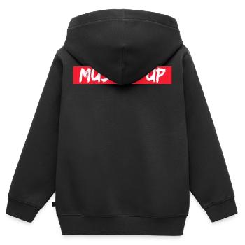 Muscle Up! Fitness Bodyweight Gym Motivation - Kids Premium Organic Zip-up Hoodie - black - Back - AI Model Kid Male (0cm)