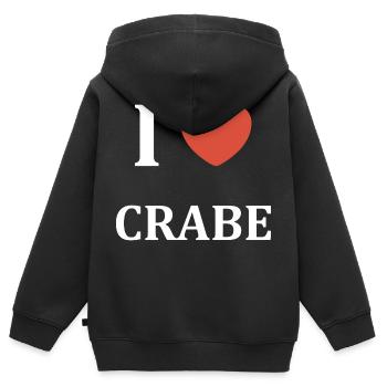 i love Crabe - Sweat Premium à capuche zippé enfant bio - noir - Dos - AI Model Kid Male (0cm)