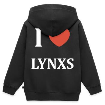 i love Lynxs - Sweat Premium à capuche zippé enfant bio - noir - Dos - AI Model Kid Male (0cm)