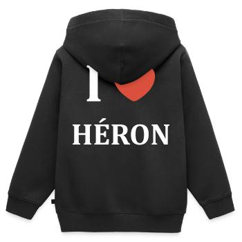 i love Héron - Sweat Premium à capuche zippé enfant bio - noir - Dos - AI Model Kid Male (0cm)