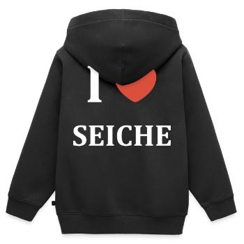 i love seiche - Sweat Premium à capuche zippé enfant bio - noir - Dos - AI Model Kid Male (0cm)