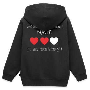 Les Jeux Vidéo Ont Ruiné Ma Vie - Sweat Premium à capuche zippé enfant bio - noir - Dos - AI Model Kid Male (0cm)