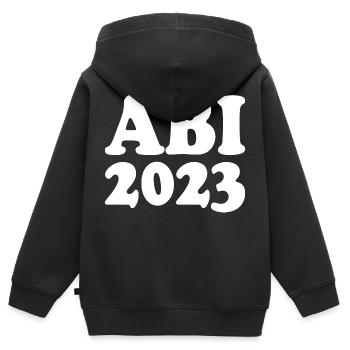 Abi 2023 - Kinder Premium Organic Zip Hoodie - Schwarz - Hinten - AI Model Kid Male (0cm)