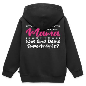 Ich Bin Mama - Was SInd Deine Superkräfte? - Kinder Premium Organic Zip Hoodie - Schwarz - Hinten - AI Model Kid Male (0cm)