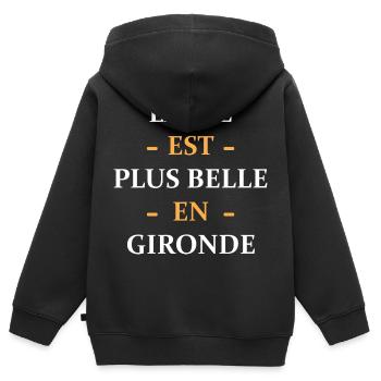 La vie est plus belle en gironde - Sweat Premium à capuche zippé enfant bio - noir - Dos - AI Model Kid Male (0cm)