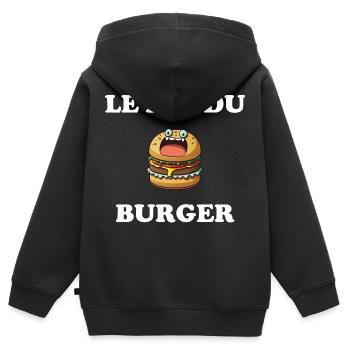 Le roi du burger - Sweat Premium à capuche zippé enfant bio - noir - Dos - AI Model Kid Male (0cm)