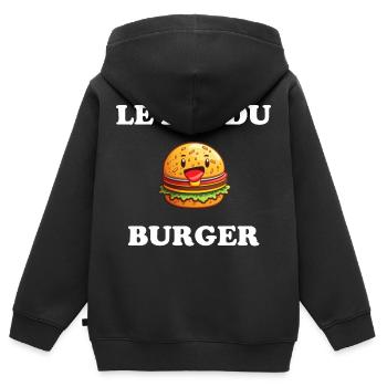 Le roi du burger - Sweat Premium à capuche zippé enfant bio - noir - Dos - AI Model Kid Male (0cm)