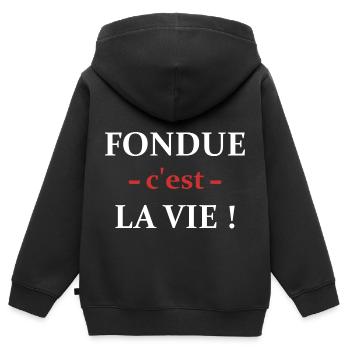 fondue - Sweat Premium à capuche zippé enfant bio - noir - Dos - AI Model Kid Male (0cm)