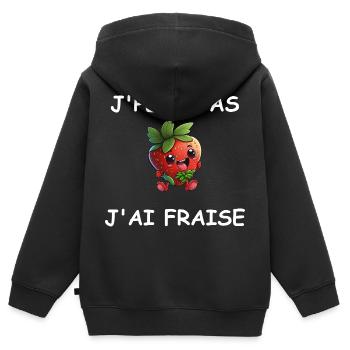 J'peux pas j'ai fraise - Sweat Premium à capuche zippé enfant bio - noir - Dos - AI Model Kid Male (0cm)