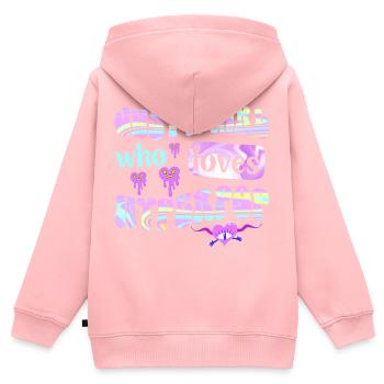 Mädchen, das Hyperpop-Musik liebt - Kinder Premium Organic Zip Hoodie - Rosa - Hinten - AI Model Kid Female (0cm)