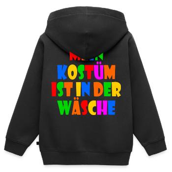 mein kostüm ist in der wäsche - Kinder Premium Organic Zip Hoodie - Schwarz - Hinten - AI Model Kid Male (0cm)