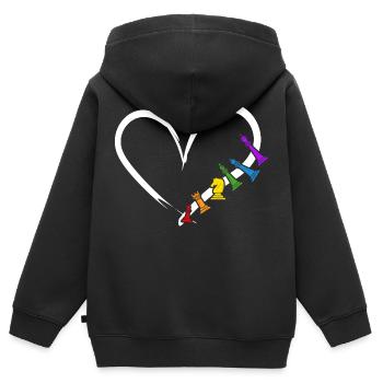 Échec et mat Joueur d’échecs - Sweat Premium à capuche zippé enfant bio - noir - Dos - AI Model Kid Male (0cm)