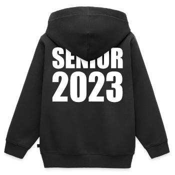 Senior 2023 - Kinder Premium Organic Zip Hoodie - Schwarz - Hinten - AI Model Kid Male (0cm)