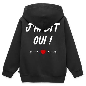 J'ai dit oui - Sweat Premium à capuche zippé enfant bio - noir - Dos - AI Model Kid Male (0cm)