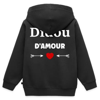 Didou d'amour - Sweat Premium à capuche zippé enfant bio - noir - Dos - AI Model Kid Male (0cm)
