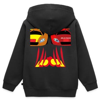Rote Flitzer für kleine Rennfahrer - Kinder Premium Organic Zip Hoodie - Schwarz - Hinten - AI Model Kid Male (0cm)