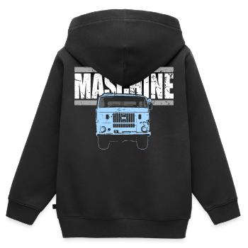 W50 - Die Maschine - Kinder Premium Organic Zip Hoodie - Schwarz - Hinten - AI Model Kid Male (0cm)