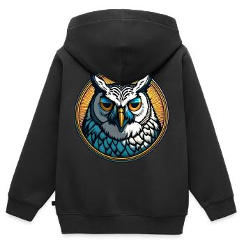 Wise Owl Wisdom - Kids Premium Organic Zip-up Hoodie - black - Back - AI Model Kid Male (0cm)